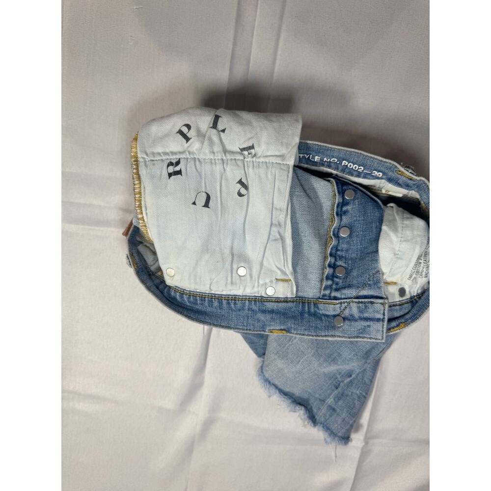 Purple Distressed Denim Shorts Light Wash Women's 29 Button Fly Y2K Streetwear - Picture 14 of 15